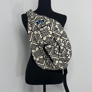 Kavu Geometric Black and White Rope Sling Bag